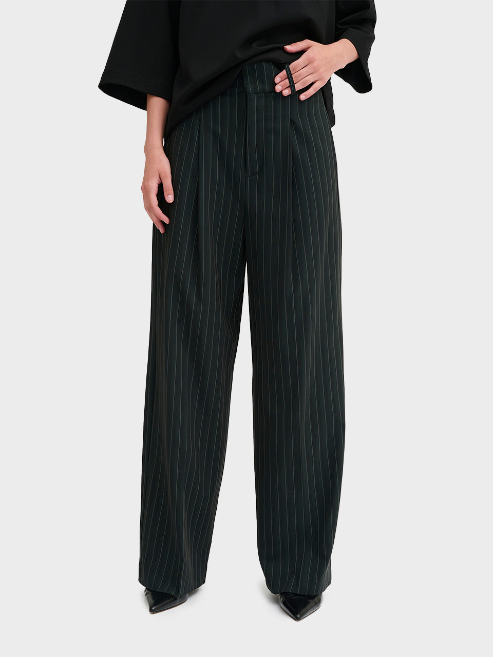 Black Striped NajaMW Trousers by My Essential Wardrobe