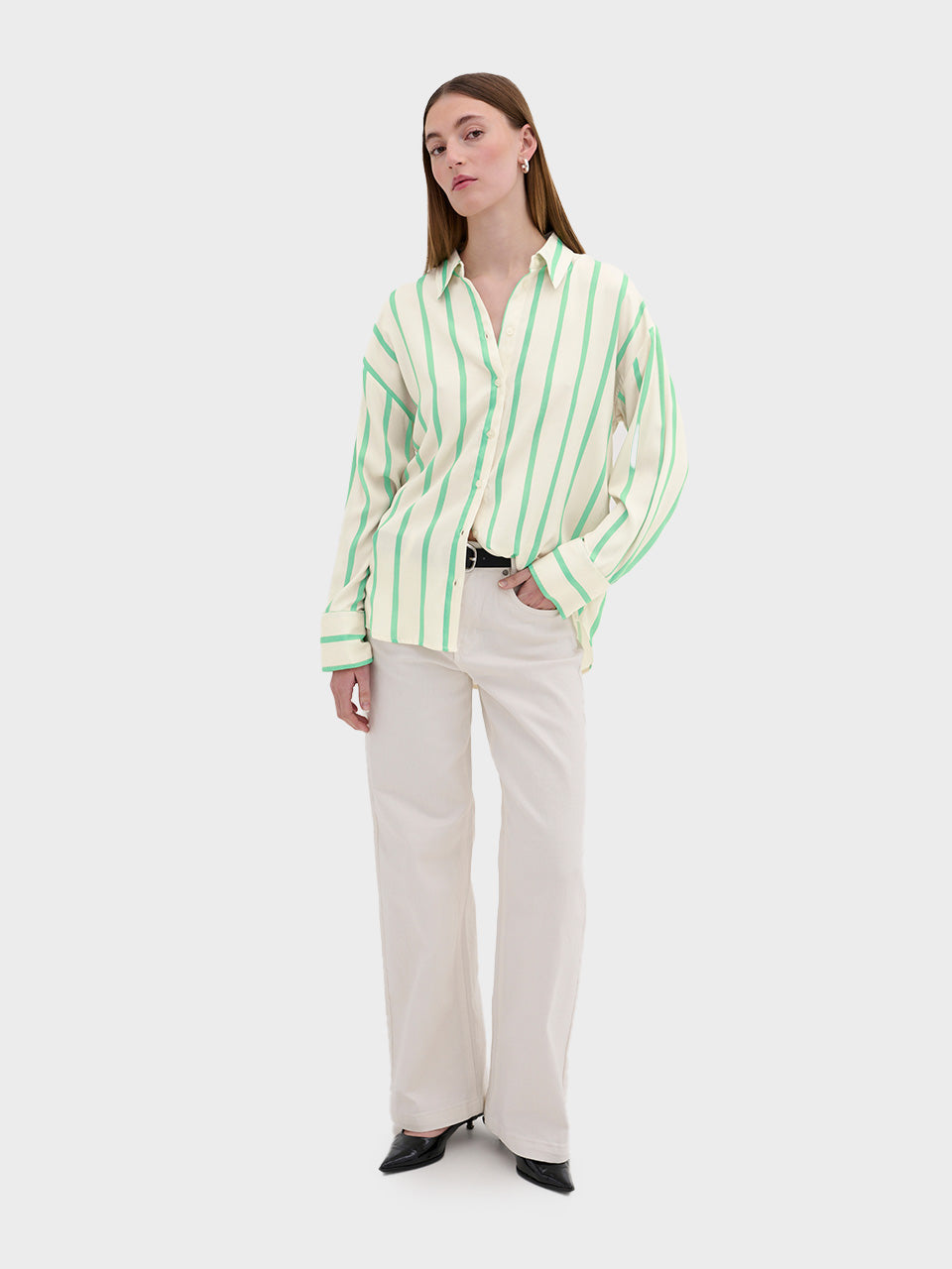 Off White W. Green Stripe MiaMW Shirt by My Essential Wardrobe