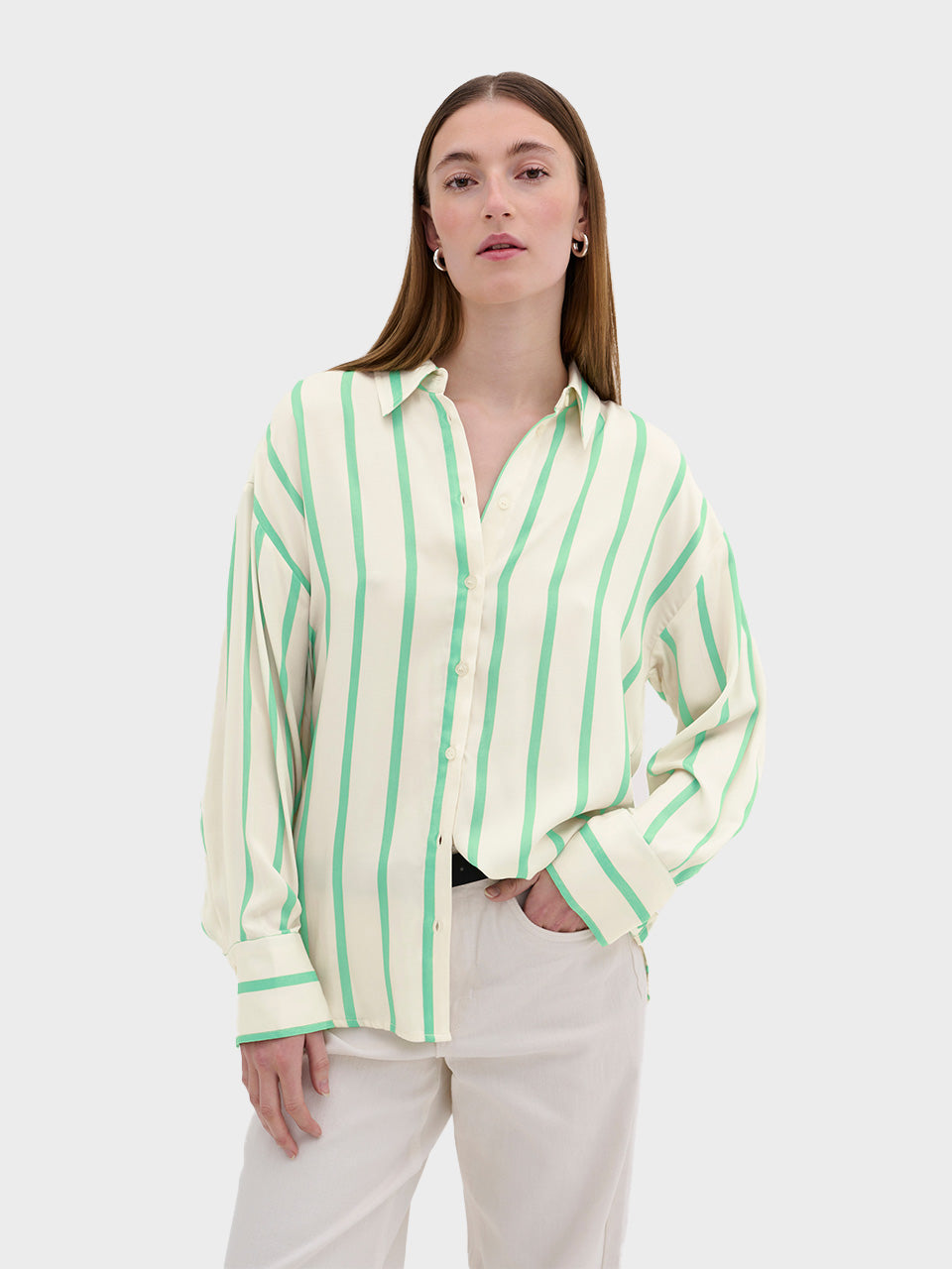 Off White W. Green Stripe MiaMW Shirt by My Essential Wardrobe