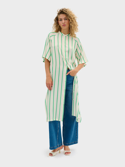 My Essential Wardrobe MiaMW Shirt in Off White W. Green Stripe