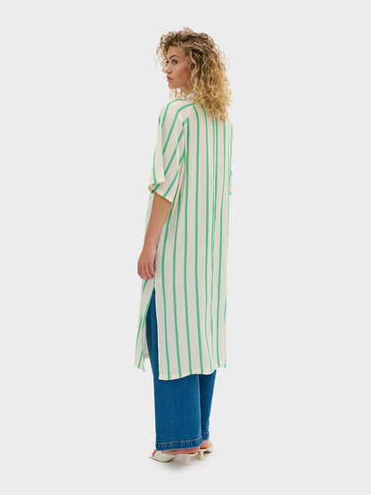 My Essential Wardrobe MiaMW Shirt in Off White W. Green Stripe