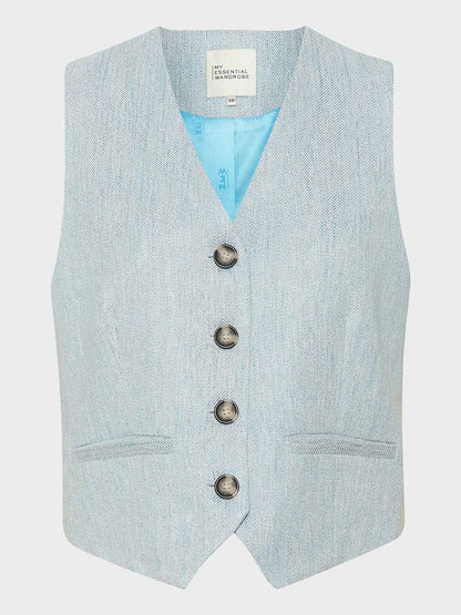 My Essential Wardrobe ElisaMW Waistcoat in Clear Sky / Off White