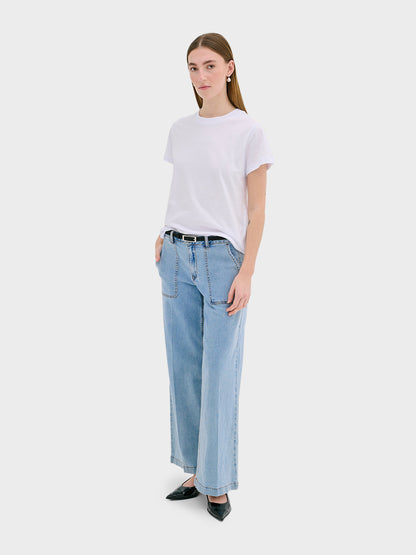 Light Blue Wash Lara Wide Trousers by My Essential Wardrobe