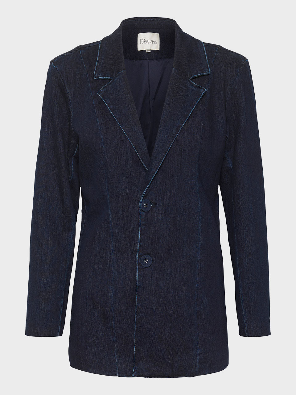 Dark Blue Un-Wash Ayo Shaped Blazer by My Essential Wardrobe