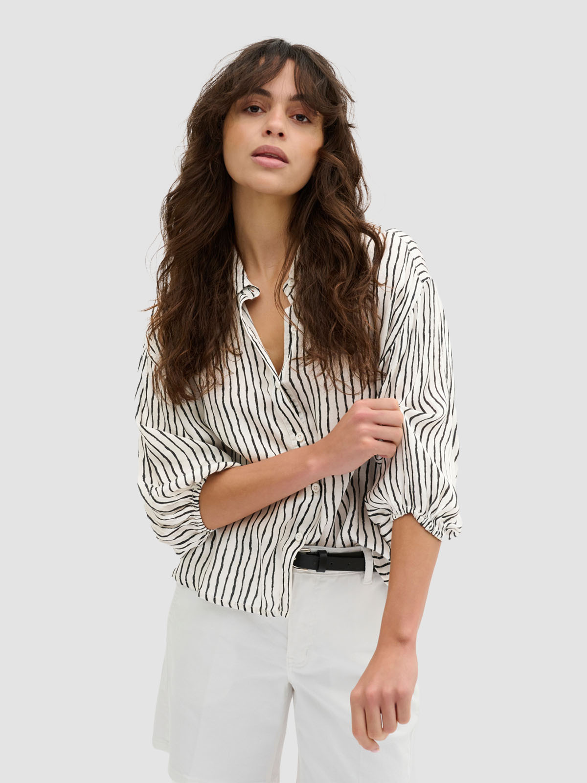 White with Black Stripe MelissaMW Shirt by My Essential Wardrobe