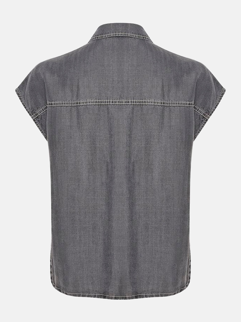 Grey Wash Short Sleeve Denim Shirt by My Essential Wardrobe