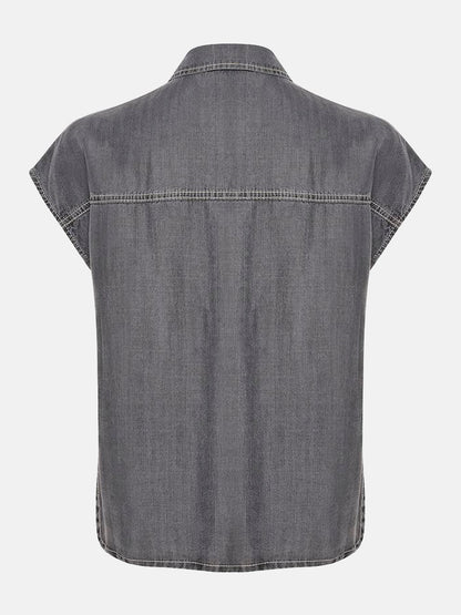 Grey Wash Short Sleeve Denim Shirt by My Essential Wardrobe