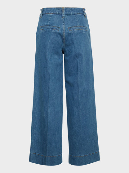 Light Blue Denim Komma Crop Jeans by b.young