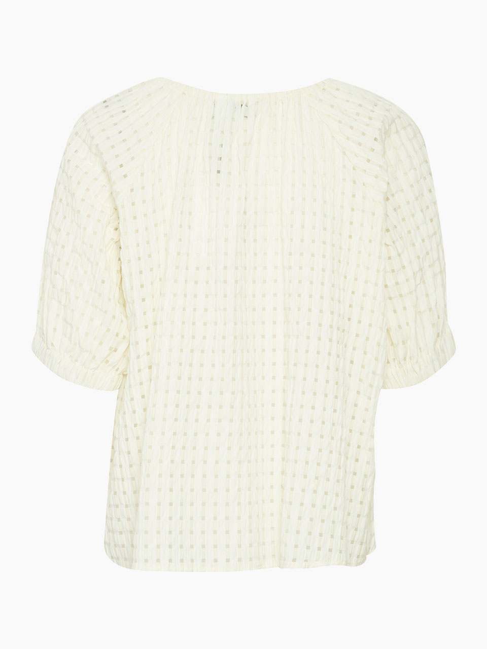 Marshmallow Hulla Short Sleeve Blouse by b.young