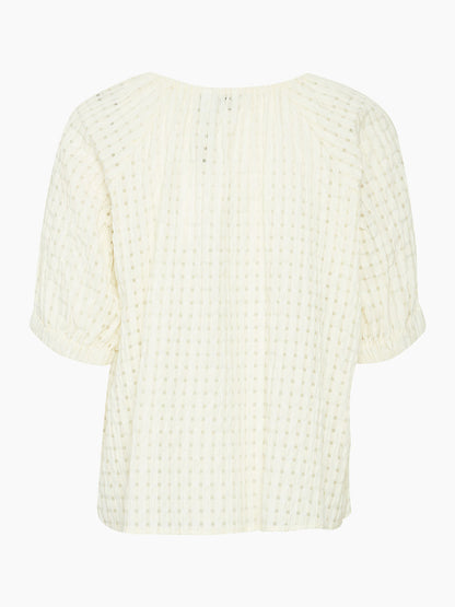 Marshmallow Hulla Short Sleeve Blouse by b.young