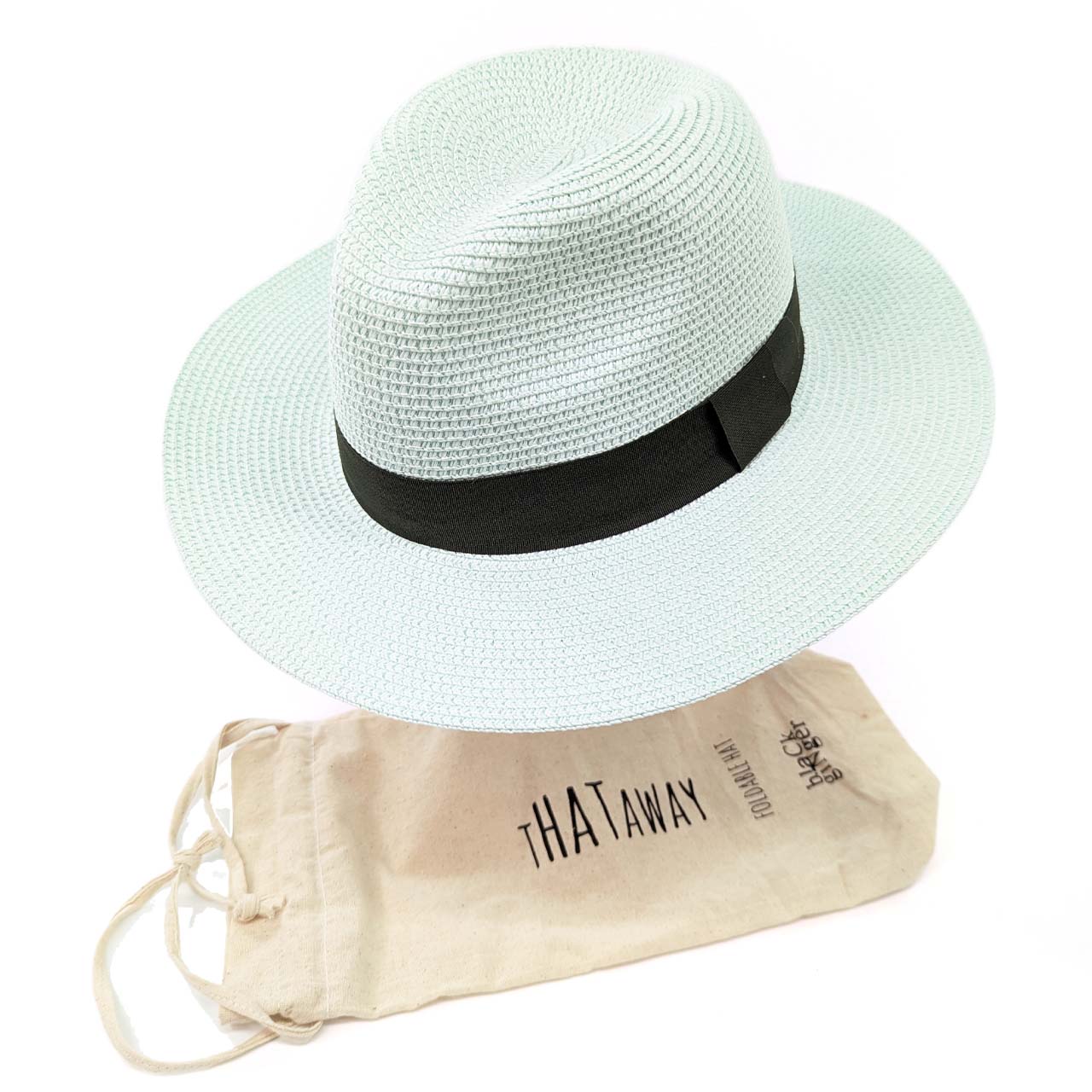 Mint Foldable Panama Hat with Green Band by Black Ginger