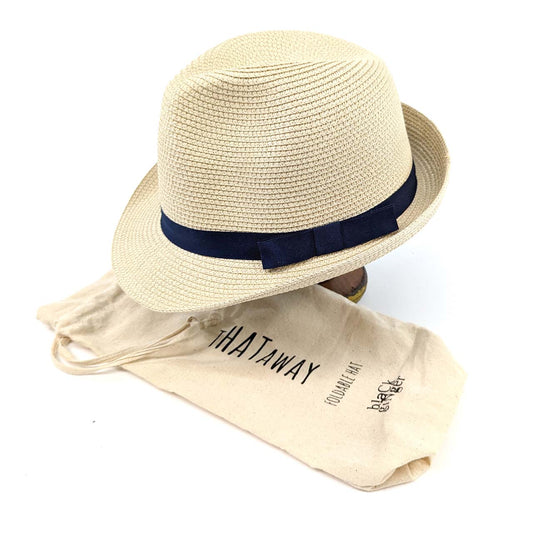 Natural Trilby Foldable Hat with Black Band by Black Ginger