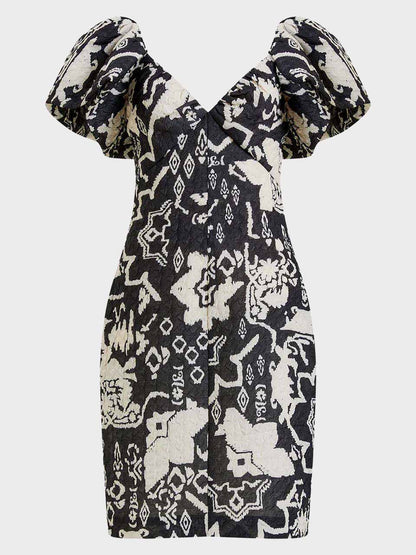 Deon Candra Jacquard Dress in Black and Cream by French Collection