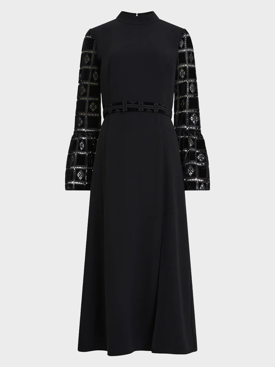 Black Garnet Velvet Lace Midi Dress by French Connection