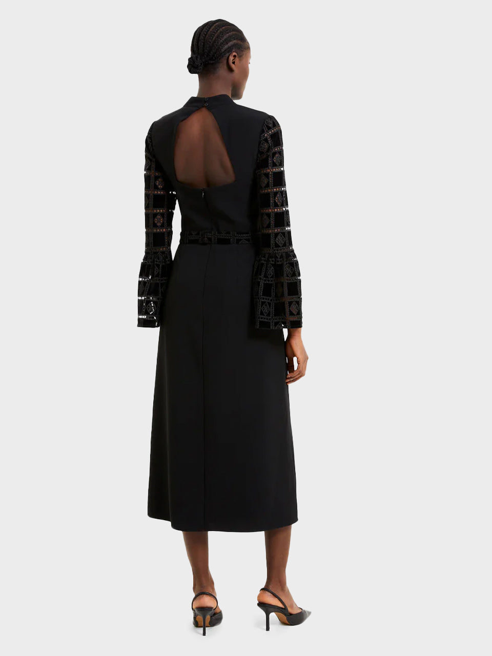 Black Garnet Velvet Lace Midi Dress by French Connection