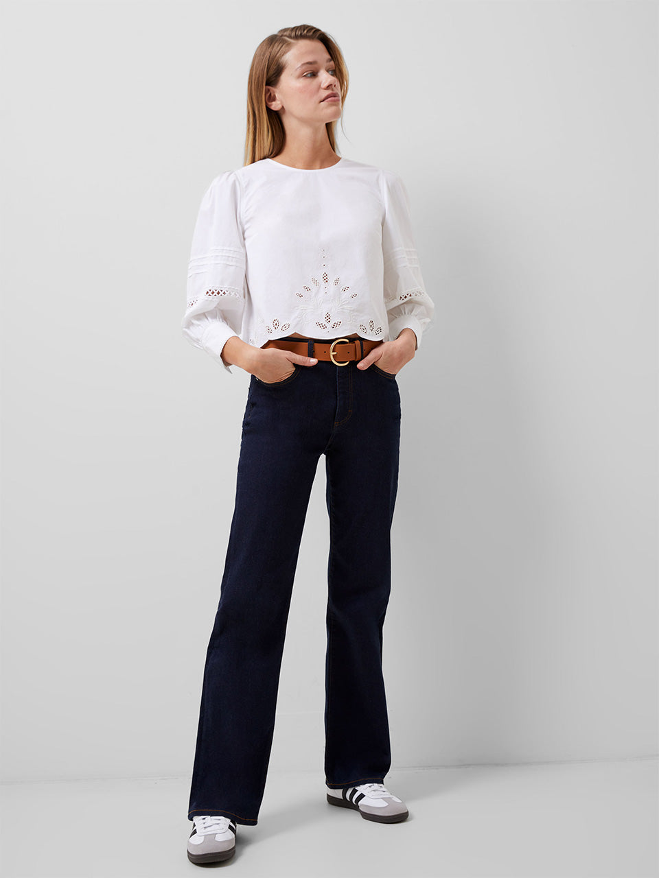 Linen White Alissa Cotton Broiderie Top by French Connection