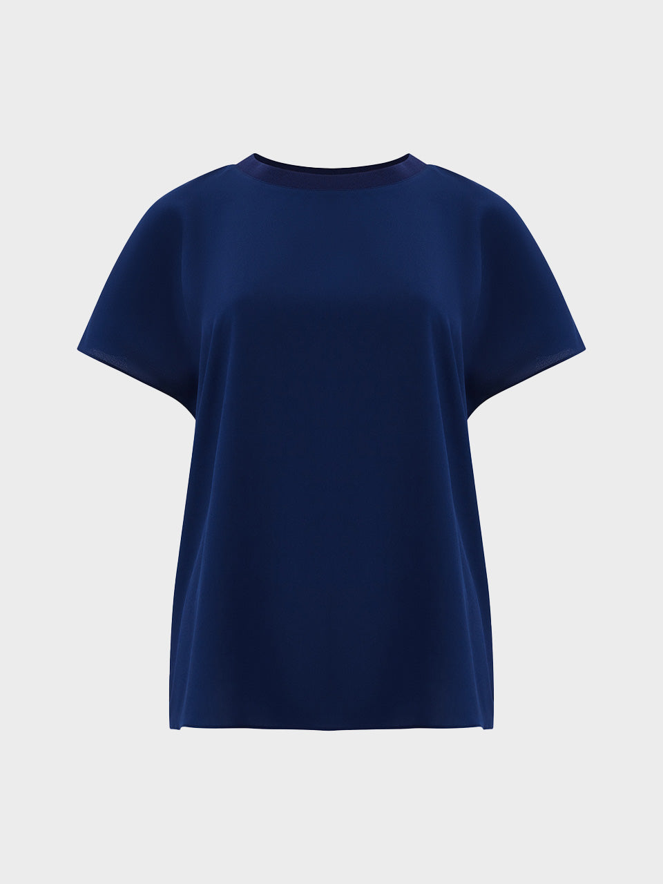 Crepe Light Crew Neck Top in Midnight Blue by French Connection