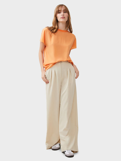 Crepe Light Crew Neck Top in Melon by French Connection