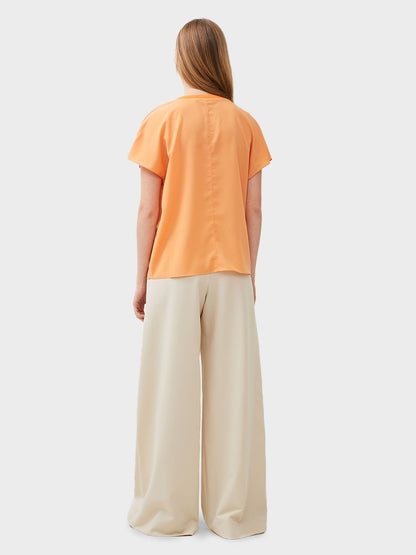 Crepe Light Crew Neck Top in Melon by French Connection