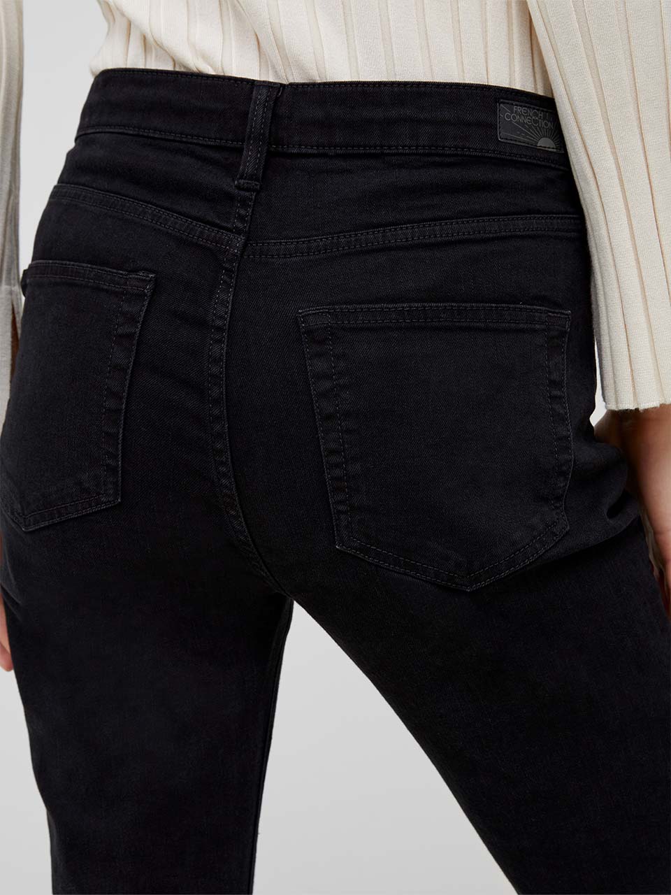 Black Stretch Denim Bootcut Full Length Jeans by French Connection