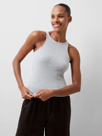 Grey Rassia Sheryle Ribbed Tank Top by French Connection