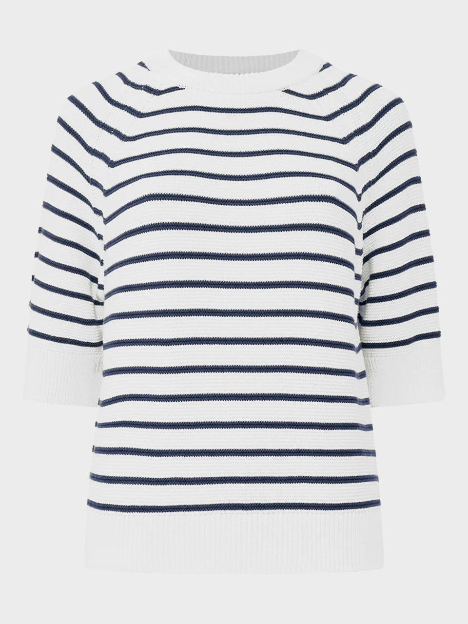 Lily Mozart Striped Short Sleev Jumper in Summer White/Utility Blue by French Connection