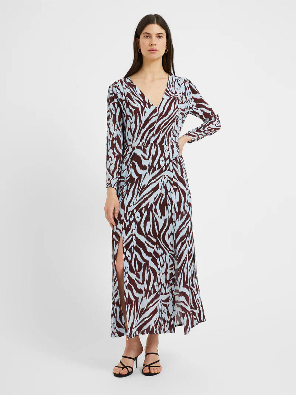 Chocolate Corfu Blue Abstract Animal Eco V-Neck Dress by Great Plains