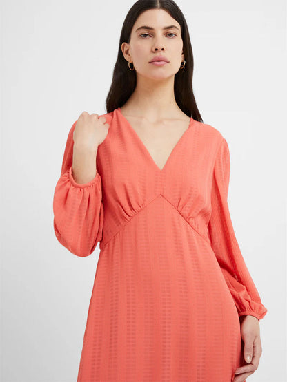 Hot Coral Desert Check Midi Dress by Great Plains