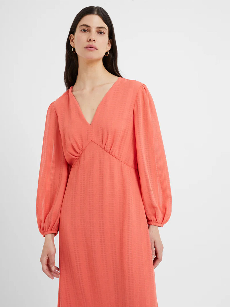 Hot Coral Desert Check Midi Dress by Great Plains