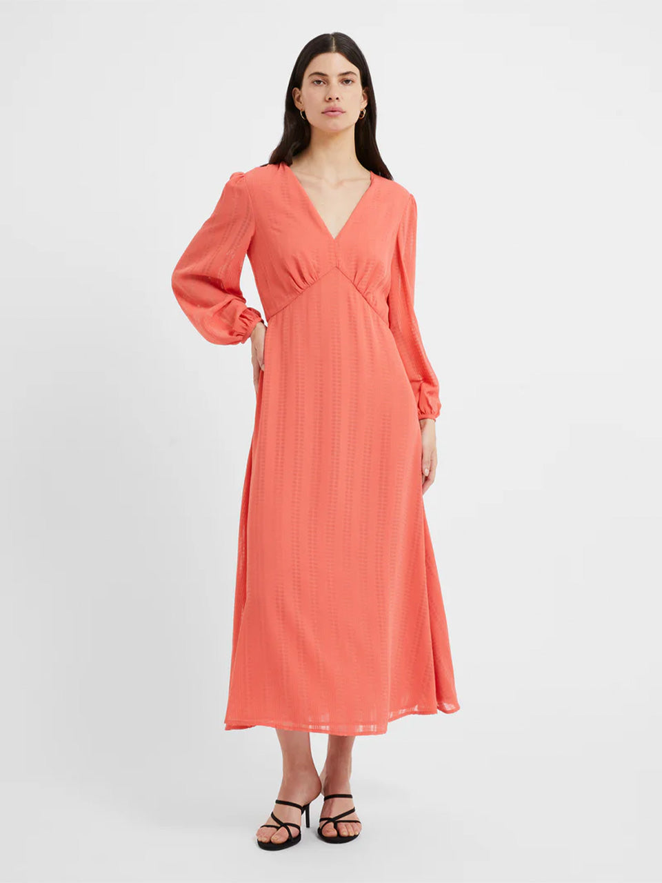 Hot Coral Desert Check Midi Dress by Great Plains