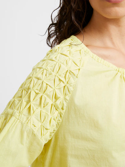 Lemon Grass Pintuck Organic Cotton Blouse by Great Plains