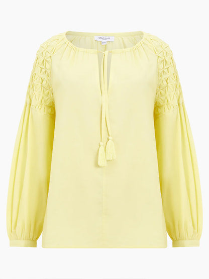 Lemon Grass Pintuck Organic Cotton Blouse by Great Plains