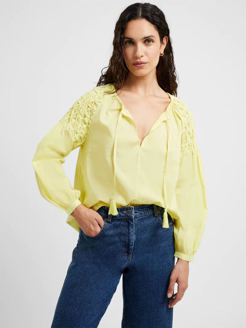 Lemon Grass Pintuck Organic Cotton Blouse by Great Plains