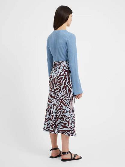 Chocolate Corfu Blue Abstract Animal Eco Slip Skirt by Great Plains