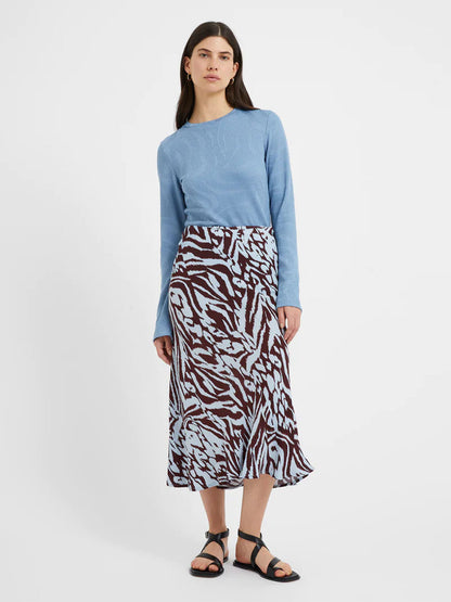 Chocolate Corfu Blue Abstract Animal Eco Slip Skirt by Great Plains