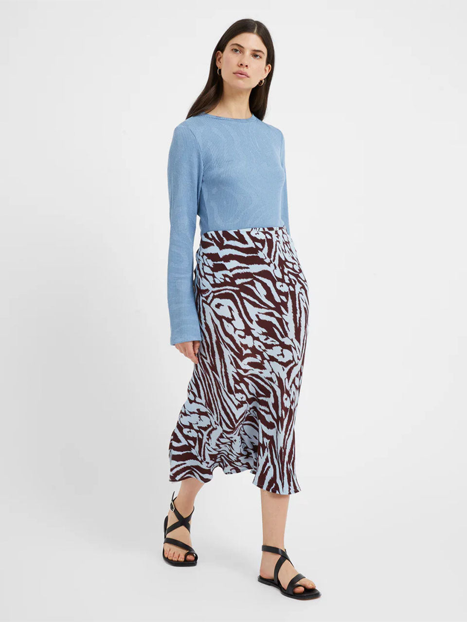 Chocolate Corfu Blue Abstract Animal Eco Slip Skirt by Great Plains