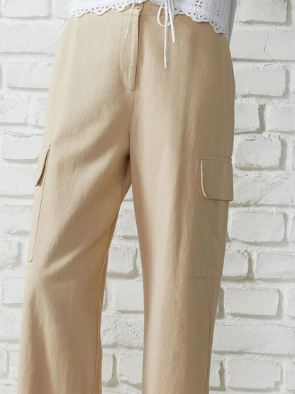 Sand Utility Cotton Trousers by Great Plains