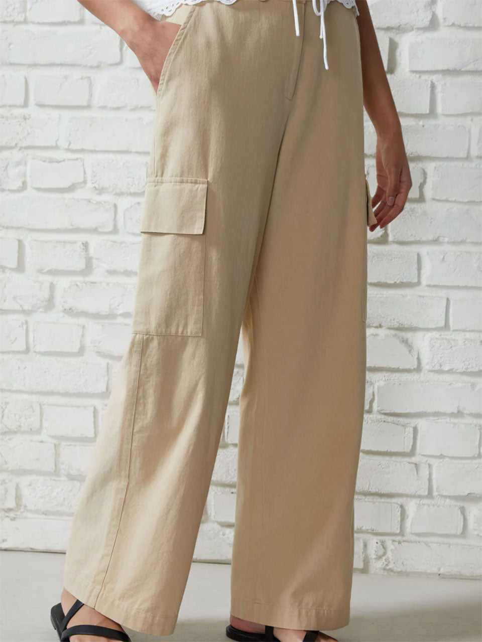 Sand Utility Cotton Trousers by Great Plains