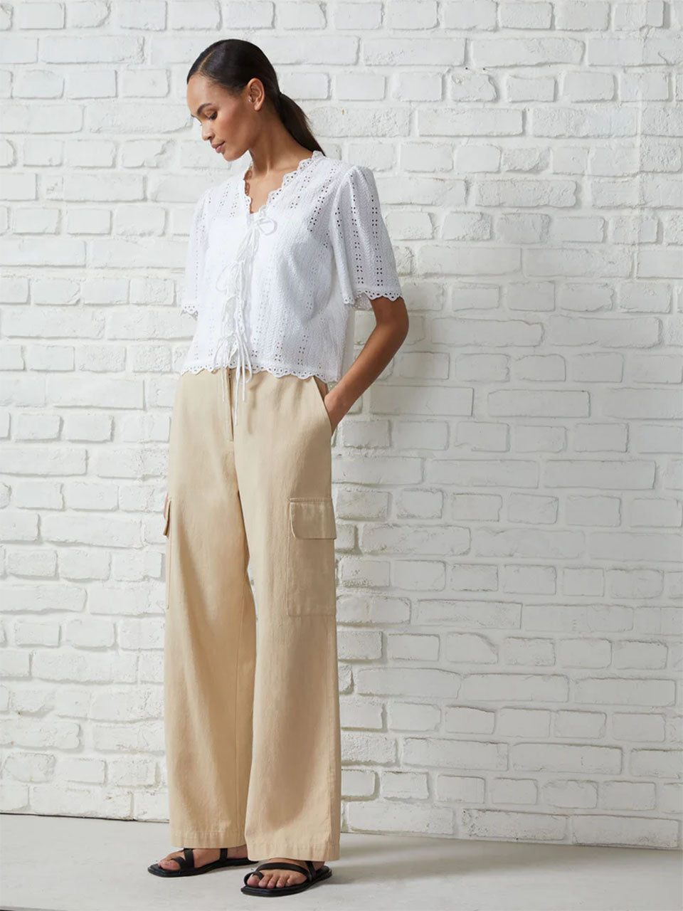 Sand Utility Cotton Trousers by Great Plains