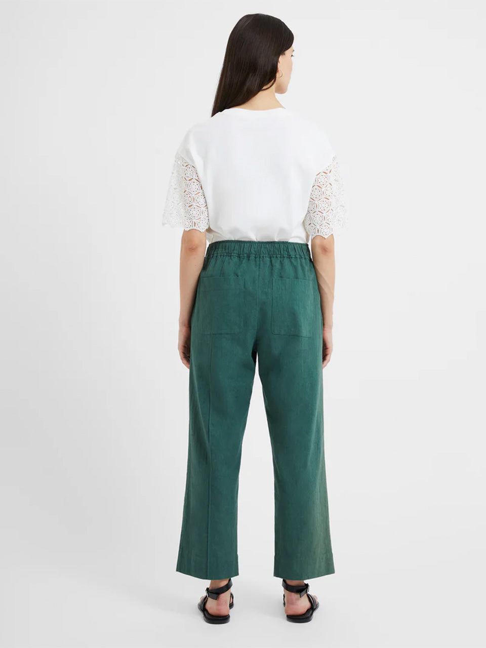 Tropical Green Crinkle Cotton Trousers by Great Plains