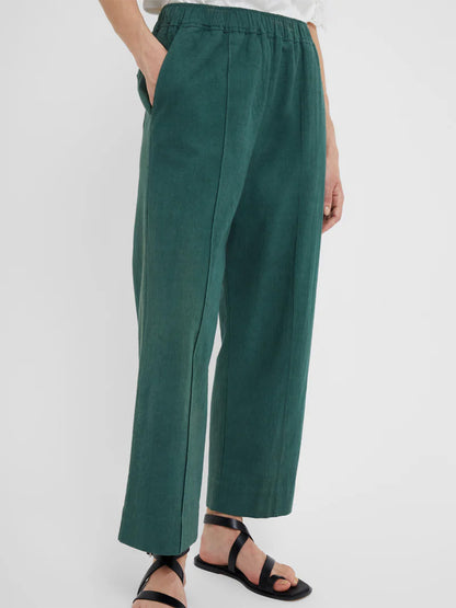 Tropical Green Crinkle Cotton Trousers by Great Plains