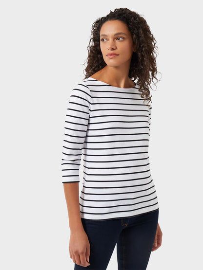 Classic-White / Navy Hollie Core 3/4 Length Sleeve Striped Top by Great Plains