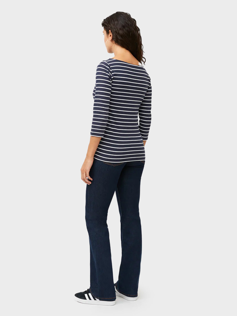 Navy with White Stripes Copy of Hollie Core 3/4 Length Sleeve Striped Top by Great Plains