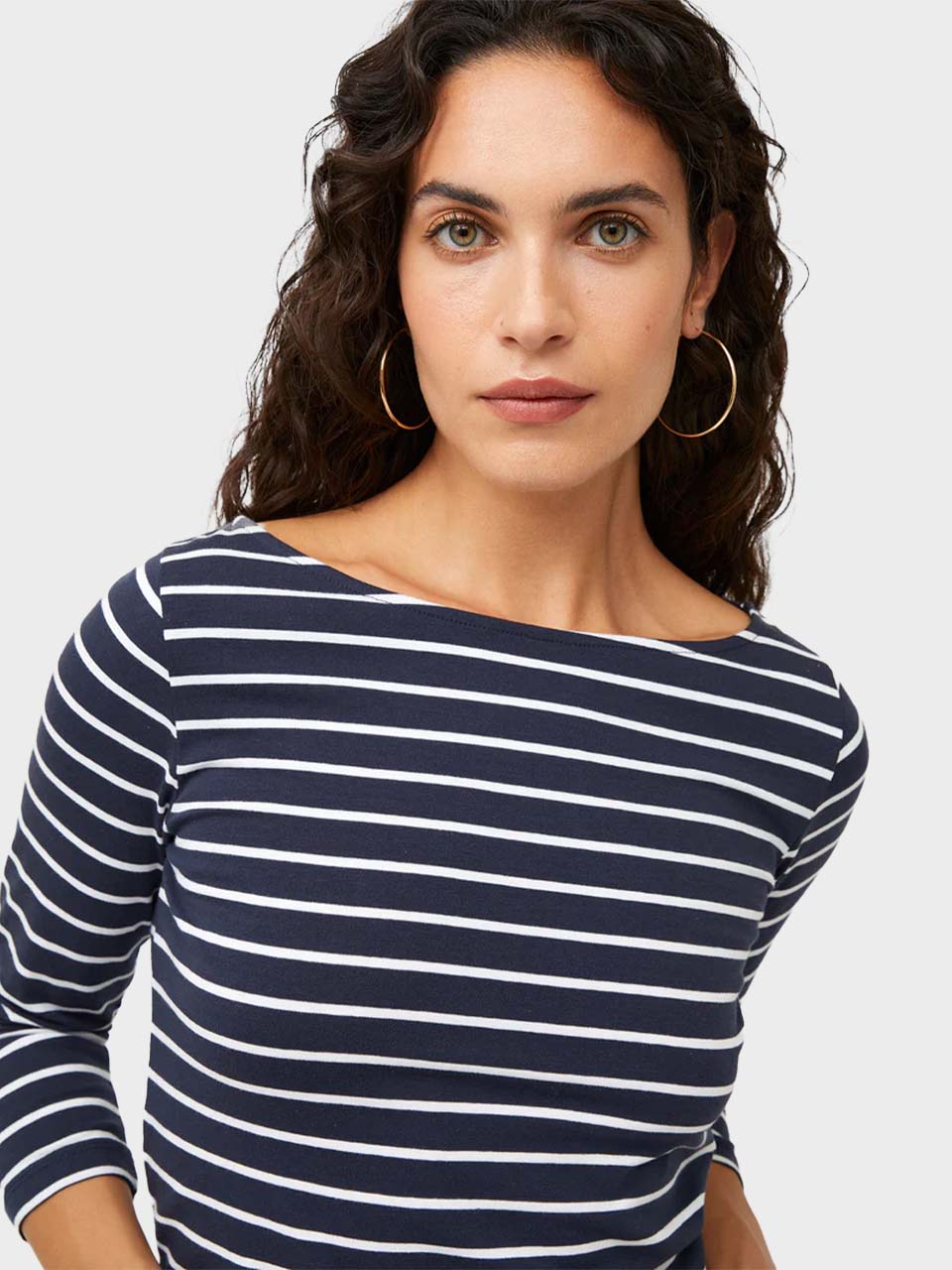 Navy with White Stripes Copy of Hollie Core 3/4 Length Sleeve Striped Top by Great Plains