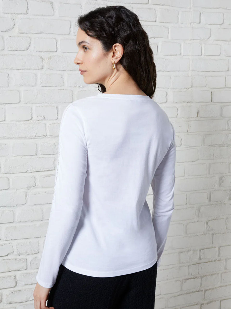 Milk Ladder Lace Jersey Long Sleeve Top by Great Plains