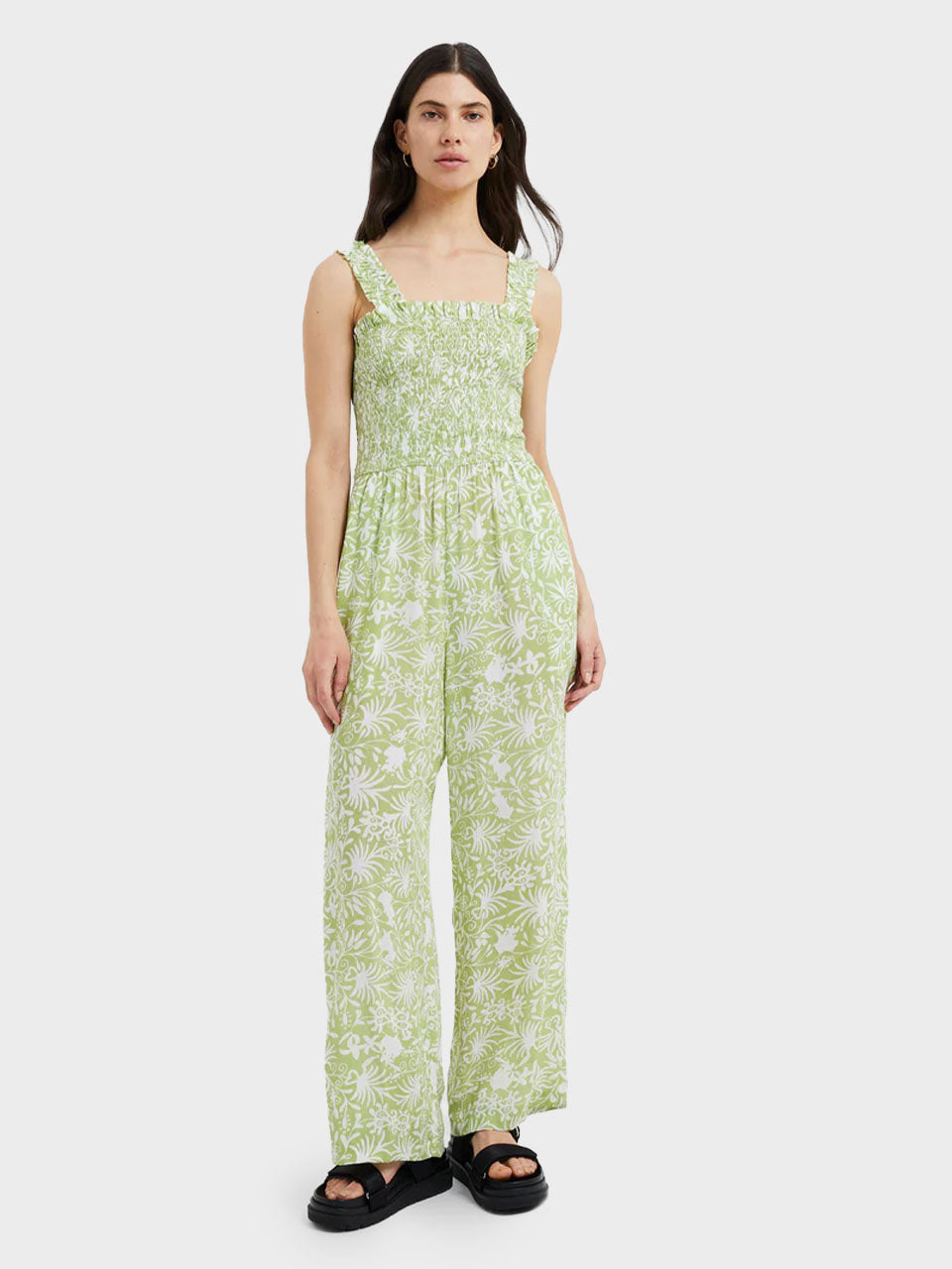 Kiwi Milk Cadiz Floral Smocked Jumpsuit by Great Plains