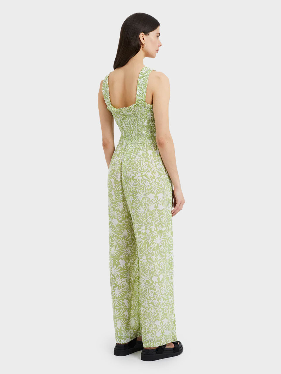 Kiwi Milk Cadiz Floral Smocked Jumpsuit by Great Plains