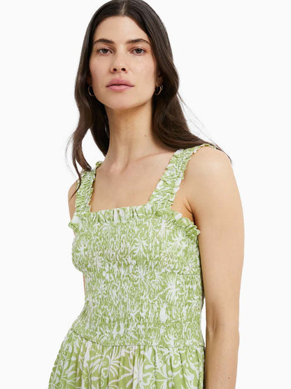 Kiwi Milk Cadiz Floral Smocked Jumpsuit by Great Plains