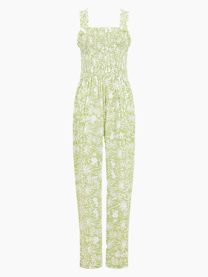 Kiwi Milk Cadiz Floral Smocked Jumpsuit by Great Plains