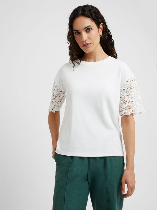 Crochet Short Sleeved Tee by Great Plains in White/Milk